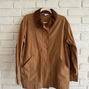 Brown Chore Coat/ Barn Coat Corduroy Collar Women's Jacket